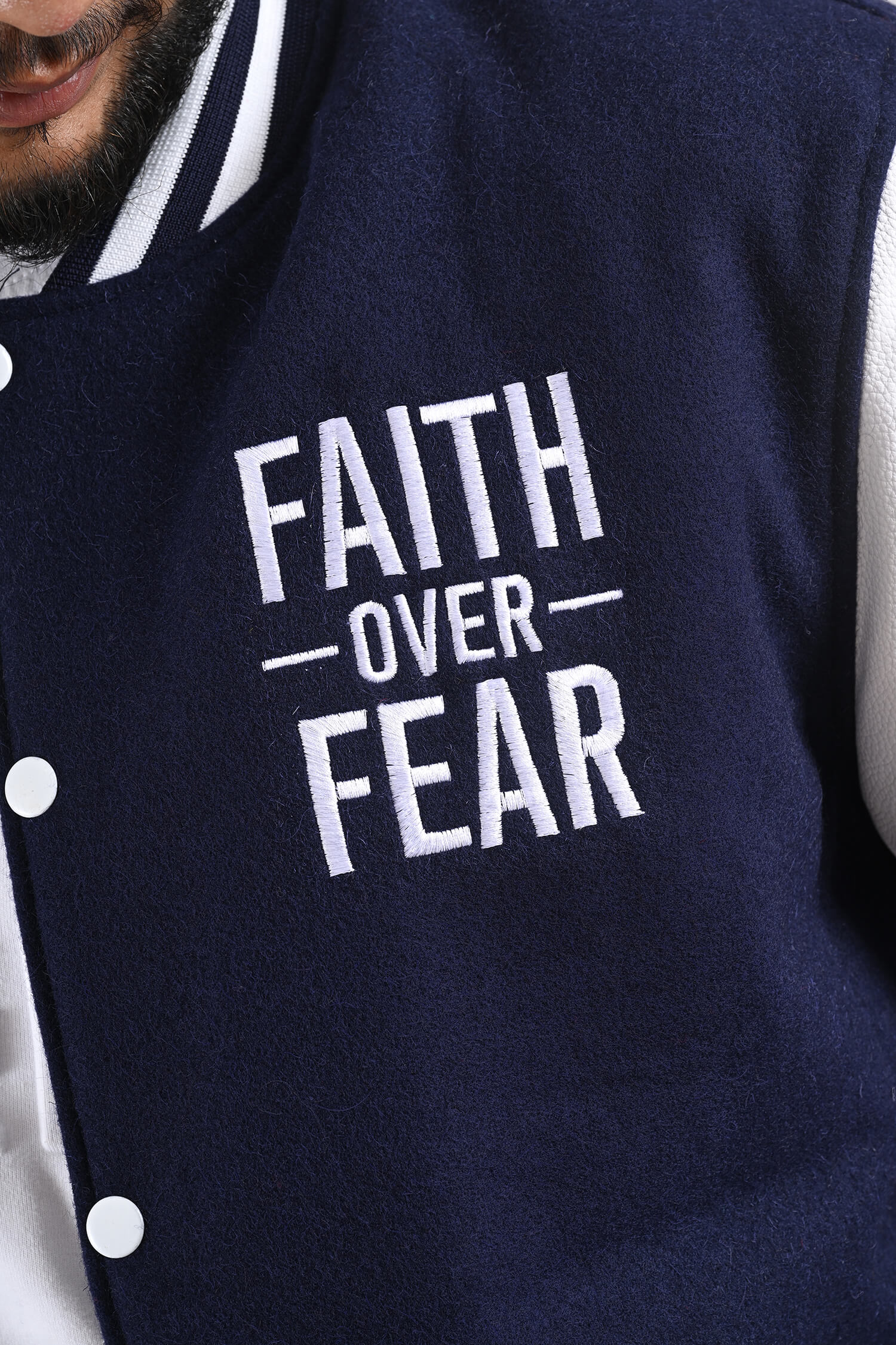 Faith Over Fear Female Varsity Jacket