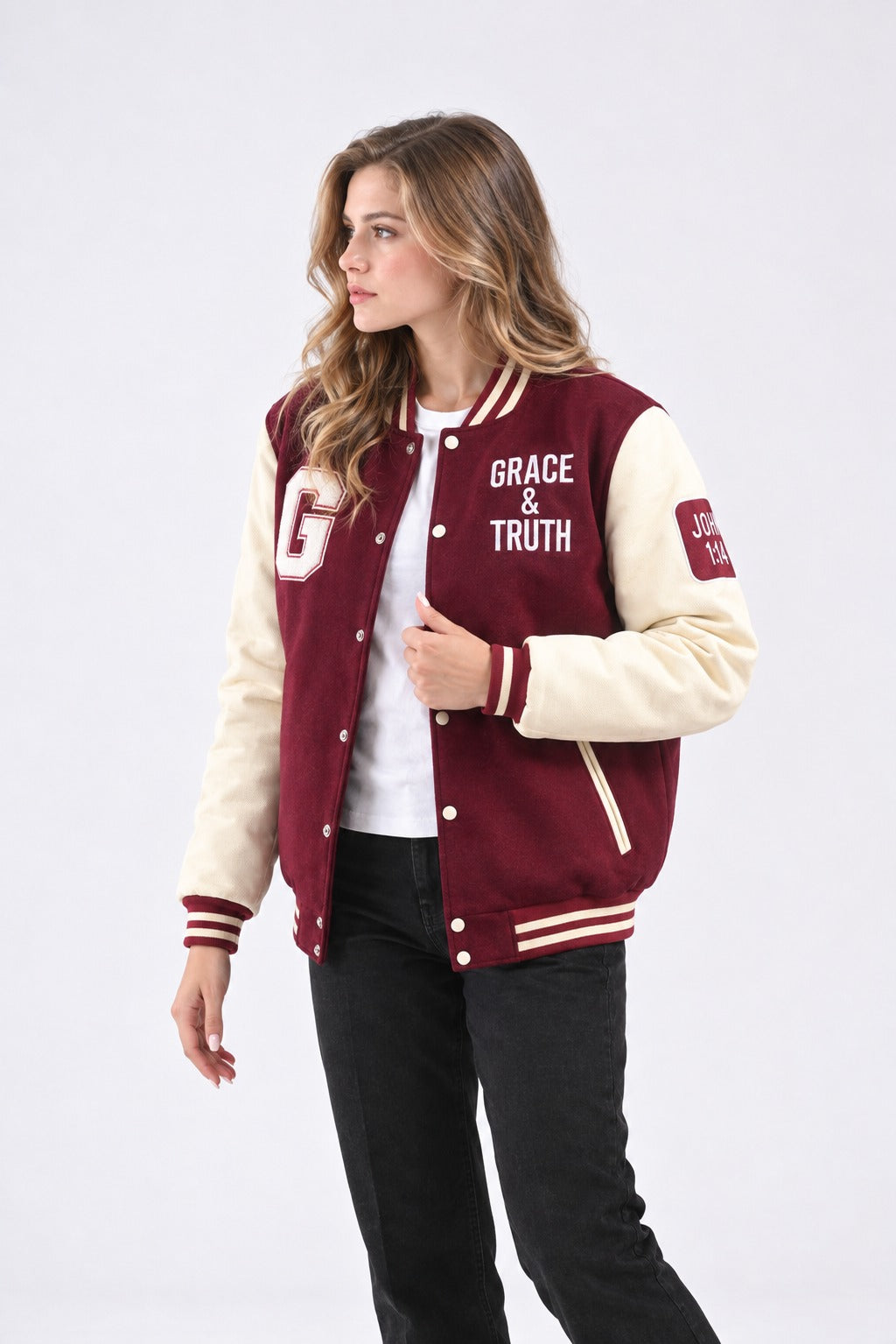 Grace and Truth Female Varsity Jacket