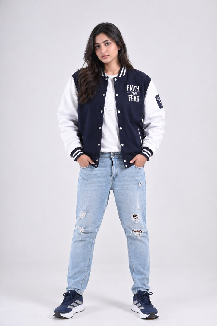 Faith Over Fear Female Varsity Jacket